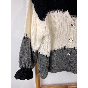 Gilet 3 couleurs bas manches vagues