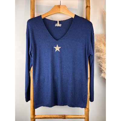 Pull étoile col V 