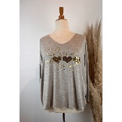 Pull love cœurs strass grande taille 