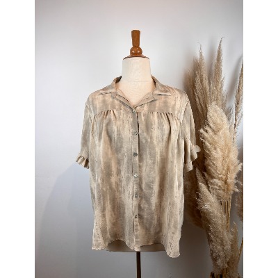 Chemisier Manches courtes froufrous beige grande taille