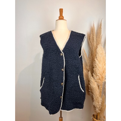 Gilet sans manches uni sherpa grande taille