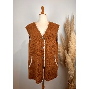 Gilet sans manches uni sherpa grande taille