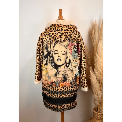 Manteau veste sherpa léopard "Marilyn" grande taille