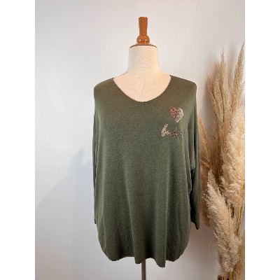 Pull coeur bohème grande taille