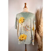 Pull lurex manches courtes Frida hibiscus grande taille