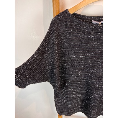 Pull Noir à Paillettes Argentées Taille XL Femme - Occasion Très Bon État