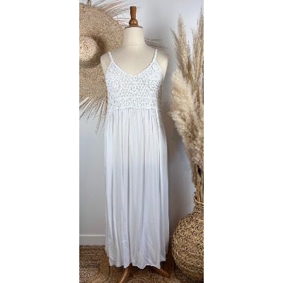 Robe longue bohème bretelles crochet grande taille