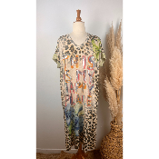 Robe longue lurex "Happy place" léopard grande taille