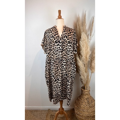 Robe viscose imprimée grande taille léopard