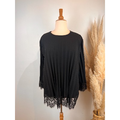Tunique plissée bas dentelle grande taille 