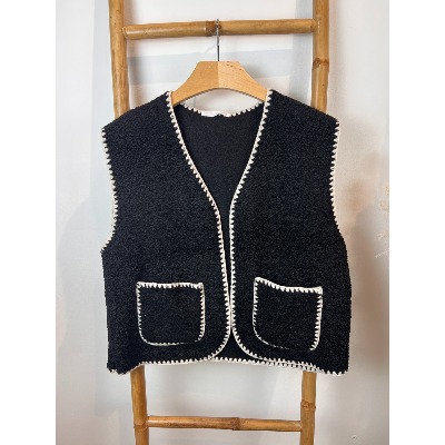 Gilet sans manches maille bouclette grande taille