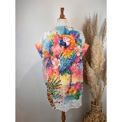 Chemise coton légère perroquet léopard  grande taille