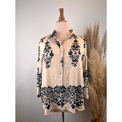Chemise imprim� floral baroque �cru grande taille