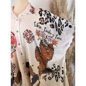 Chemise longue bohème cactus léopard grande taille