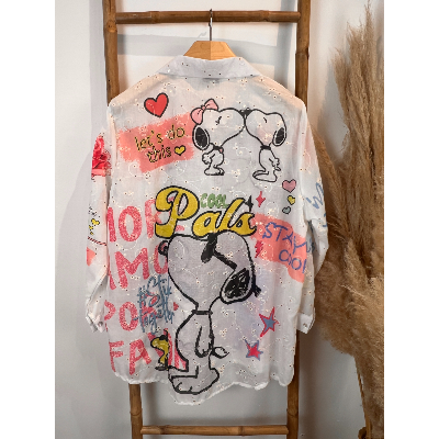 Chemise coton Snoopy brodé grande taille