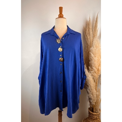 Chemise surchemise unie en sweat léger coton broches amovibles grande taille 