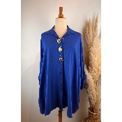 Chemise surchemise unie en sweat léger coton broches amovibles grande taille 