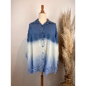 Chemise tencel tie & dye broderie anglaise grande taille