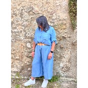 Combinaison en tencel bleu grande taille