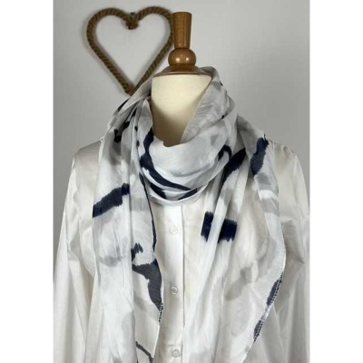 Foulard fin tye & die bleu gris