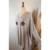 Pull fleurs léopard grande taille oversize 56-58