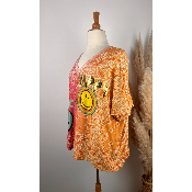 Pull lurex manches courtes bandana smiley grande taille