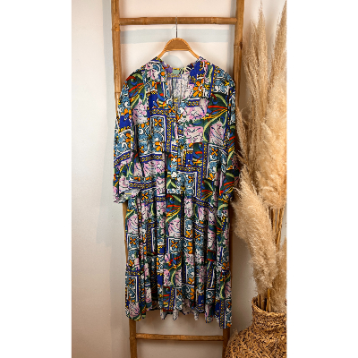 Robe imprimée faïence bleue