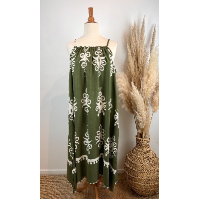 Robe longue bretelles imprimé graphique grande taille