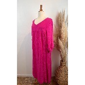 Robe longue en gaze de coton unie grande taille