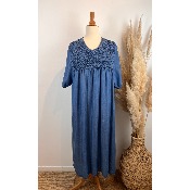 Robe longue en tencel haut smocké grande taille