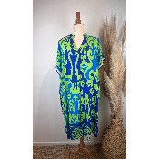 Robe viscose imprimée grande taille bleu / vert