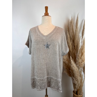 Chemise Bohème Taille 44 Beige - Tunique Femme En Très Bon état Occasion