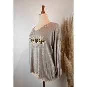 Pull love cœurs strass grande taille 