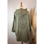 Veste sweat capuche dos tête de mort strass