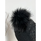 Bonnet strass pompon en marmotte 
