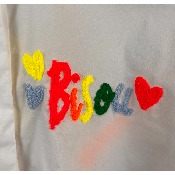 Chemise coton blanche brodée BISOU