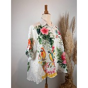 Chemise coton légère Perroquets "tropical" grande taille