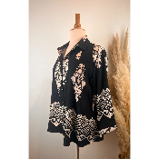 Chemise imprimé floral baroque noir grande taille