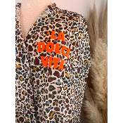 Chemise sans manches léopard multicolore grande taille