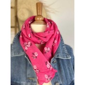 Foulard fin liberty coton & soie - rose fuchsia