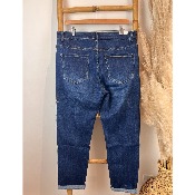 Jean coupe mom broderie fleurs cuisse grande taille