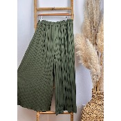 Pantalon large palazzo uni plissé grande taille
