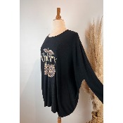 Pull col rond Cherry cerises léopard grande taille 58 - 60