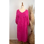 Robe longue en gaze de coton unie grande taille