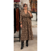 Robe longue léopard en voile doublé