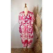 Robe viscose imprimée grande taille fushia / rose