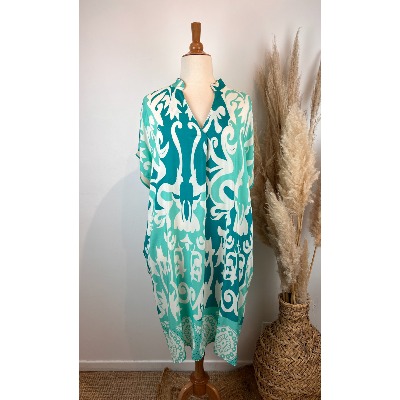 Robe viscose imprimée grande taille vert d'eau