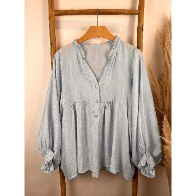 Tunique tencel unie manches bouffantes grande taille