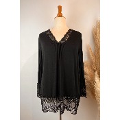 Top "rouleaux" dentelle manches longues 48-52/54