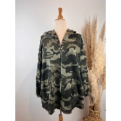 Veste capuche en sweat léger camouflage grande taille